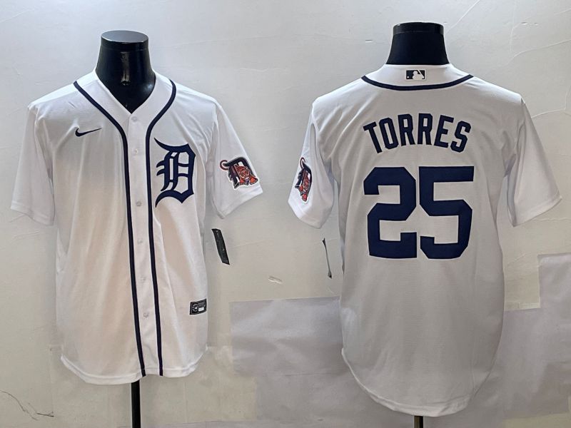 Men Detroit Tigers #25 Torres White Game 2025 Nike MLB Jersey style 3121->detroit tigers->MLB Jersey